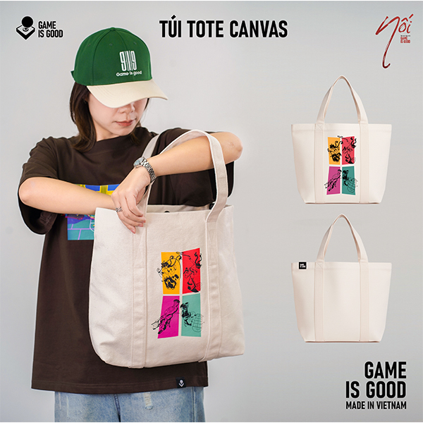 Túi Tote Canvas In Hình Các Trò Chơi Dân Gian
