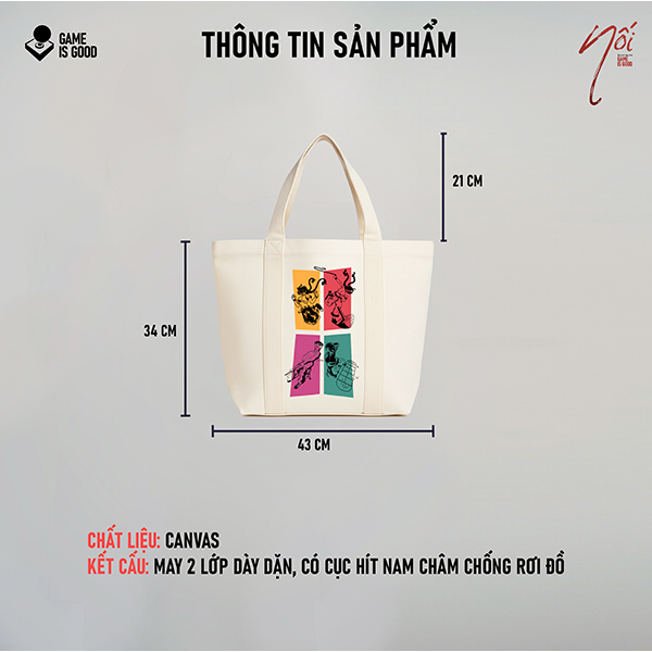 Túi Tote Canvas In Hình Các Trò Chơi Dân Gian - Ảnh 4